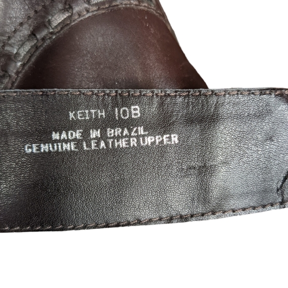 Ankle Boot Brown 10B Square Pointed Toe Metallic Bronze Stitching Rectangle Heel - Picture 4 of 16